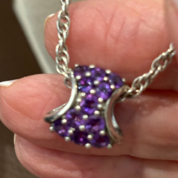 925 Necklace with a Sterling Silver Slide Pendant with purple Amethyst - Picture 8 of 9